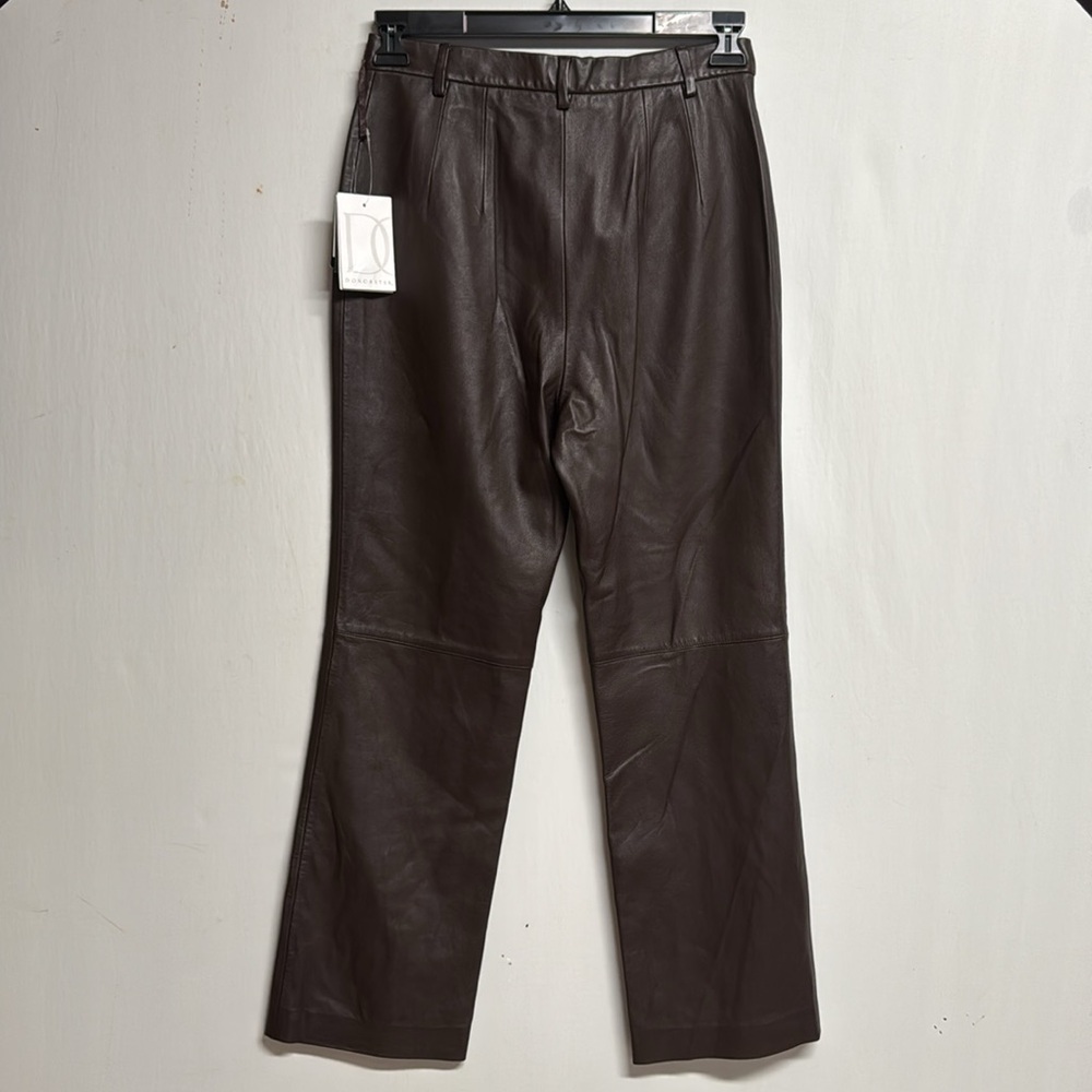 Doncaster Brown Leather Pants Size 8 - Picture 3 of 11